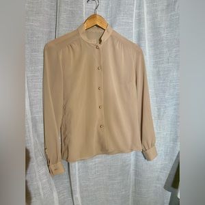 VINTAGE SHEER. NUDE BLOUSE SMALL